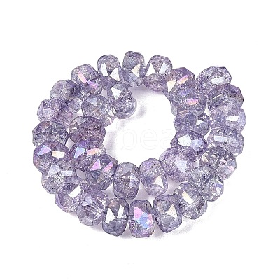 Electroplate Transparent Crackle Glass Beads Strands EGLA-Q135-01A-B07-1