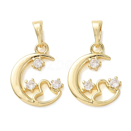 Brass Micro Pave Clear Cubic Zirconia Pendants CU-E003-16G-E-1