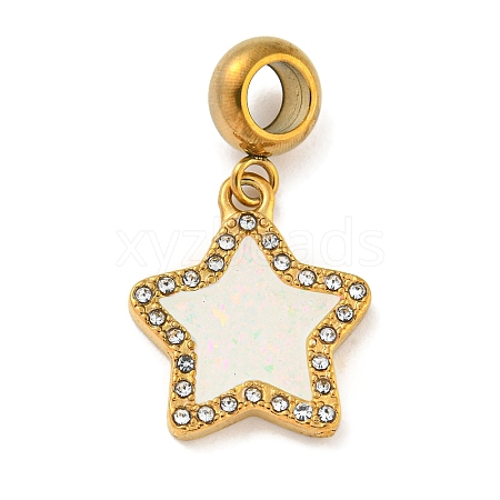 Ion Plating(IP) 304 Stainless Steel Pave Crystal Rhinestone European Dangle Charms STAS-U005-45G-02-1