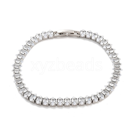 Brass Pave Clear Cubic Zirconia Horse Eye Link Bracelets BJEW-YWC0002-03B-P-1