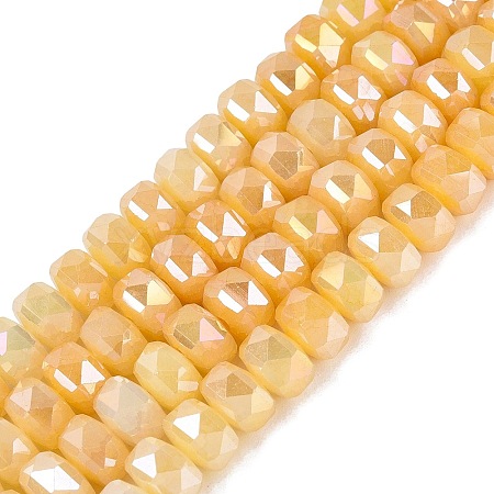 Electroplate Crackle Imitation Jade Glass Beads Strands EGLA-Q135-01A-C07-1