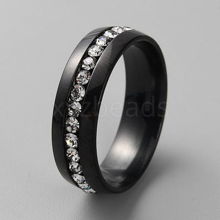Stainless Steel Finger Ring with Crystal Rhinestone RJEW-WH0002-19B-1