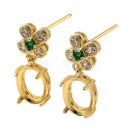 Rack Plating Brass with Cubic Zirconia Stud Earrings Finding KK-Z085-02G-1