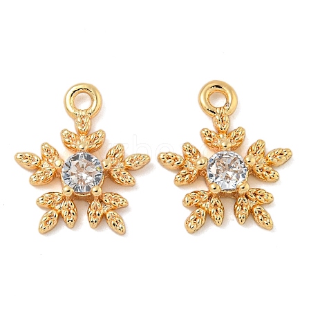 Flower Brass Micro Pave Cubic Zirconia Pendants X-KK-N254-102G-01-1