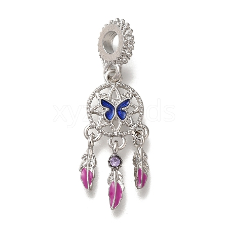 Rack Plating Alloy Rhinestone European Dangle Charms PALLOY-P307-08P-1