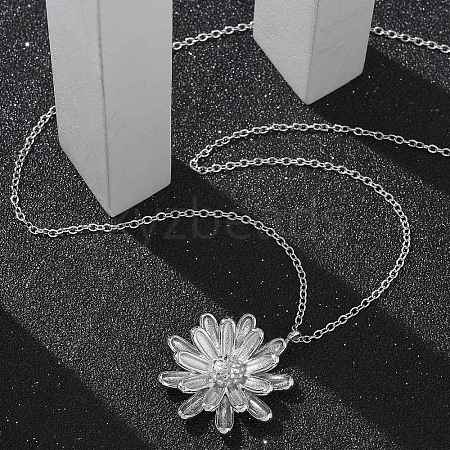 304 Stainless Steel Sunflower Pendant Cable Chain Necklaces for Women NJEW-R011-02P-1