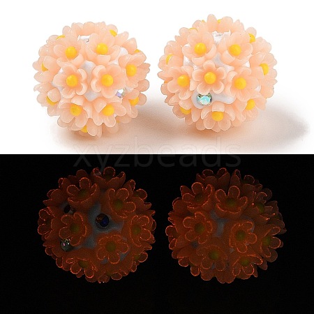 Handmade Luminous Polymer Clay Rhinestone Beads CLAY-H003-04F-1