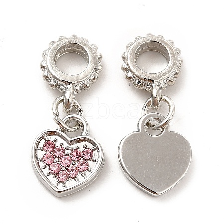 Rack Plating Alloy Rhinestone European Dangle Charms PALLOY-P289-14P-03-1