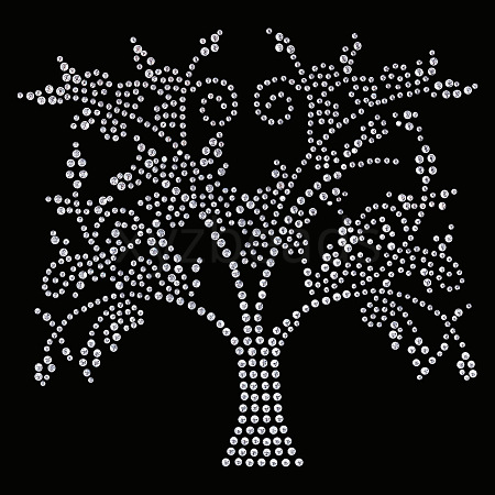 Tree of Life Glass Hotfix Rhinestone DIY-WH0419-59-1