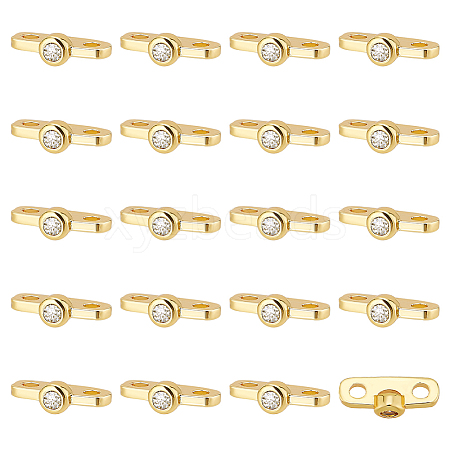 BENECREAT 20Pcs Brass Pave Clear Cubic Zirconia Connector Charms KK-BC0012-40-1