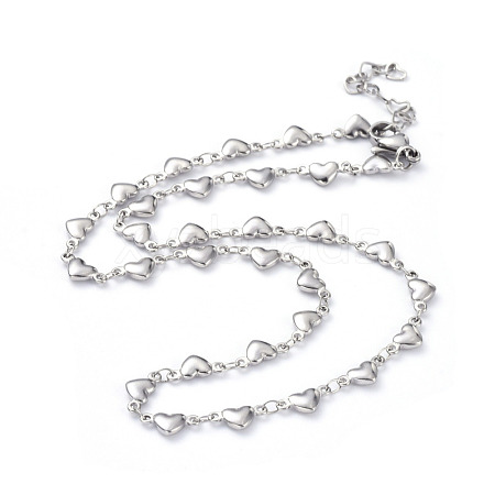 Non-Tarnish 304 Stainless Steel Heart Link Chain Necklaces X-NJEW-JN02887-01-1