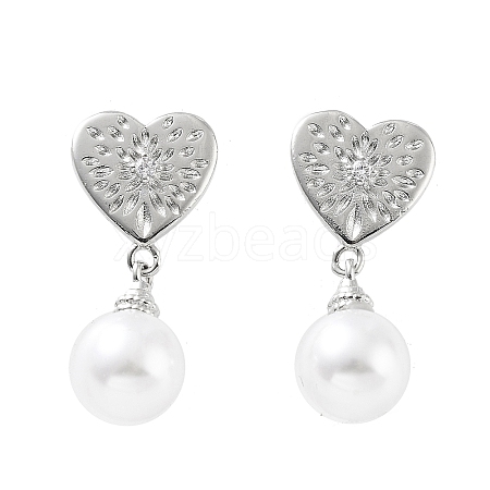 Heart Rack Plating Brass Studs Earrings for Women KK-Z038-03P-1