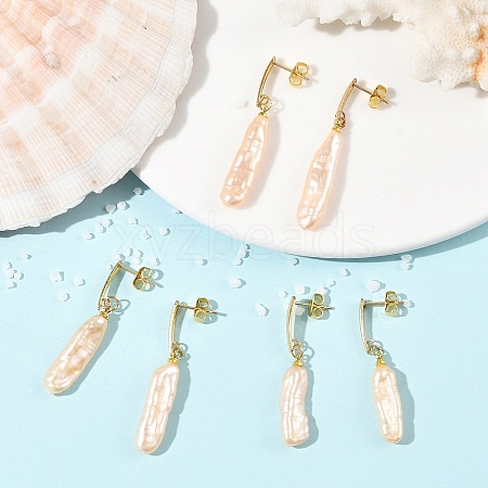304 Stainless Steel Stud Dangle Earrings with Natural Baroque Keshi Pearls EJEW-JE07339-1
