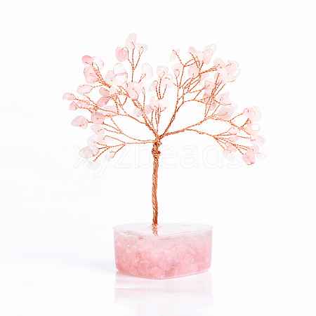 Natural Rose Quartz Chips Tree of Life Decorations PW-WG61E79-02-1