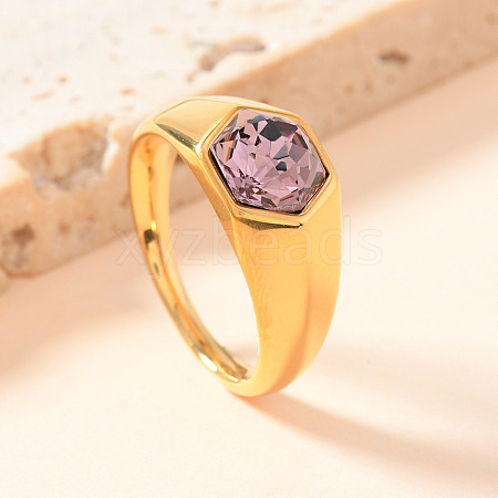 304 Stainless Steel with Cubic Zirconia Finger Rings FS-WG76F9A-22-1