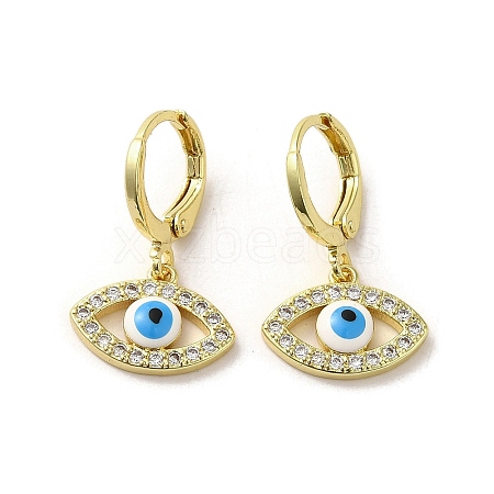 Horse Eye Real 18K Gold Plated Brass Dangle Leverback Earrings EJEW-Q797-23G-05-1