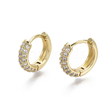 Brass Micro Pave Cubic Zirconia Huggie Hoop Earrings EJEW-R144-004E-NF-1