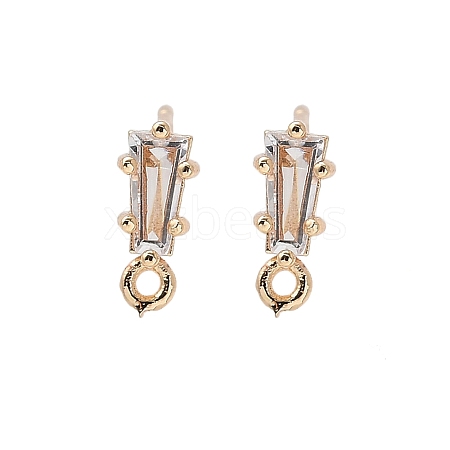 Brass Clear Cubic Zirconia Stud Earrings Finding for Women KK-A244-10B-G-1