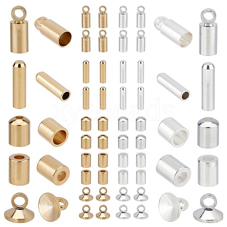 SUNNYCLUE 50Pcs 5 Style Brass Cord Ends KK-SC0002-64-1