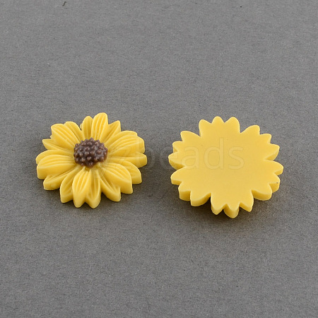 Flatback Hair & Costume Accessories Ornaments Scrapbook Embellishments Resin Flower Daisy Cabochons X-CRES-Q103-03-1