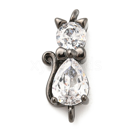 Brass Micro Pave Cubic Zirconia Kitten Links connectors ZIRC-G157-50B-1