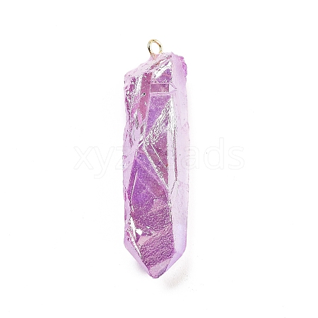 Electroplated Natural Quartz Pendants G-P315-B01-04G-1