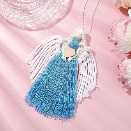 Handmade Macrame Cotton Angel Hanging Ornaments HJEW-JM02760-01-1