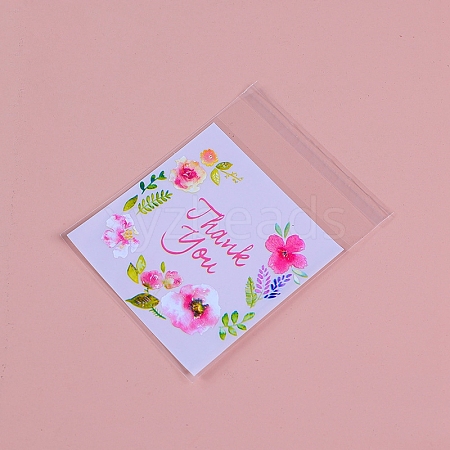 Flower with Word Thank You Plastic Bakeware Bags PW-WG4E48F-02-1