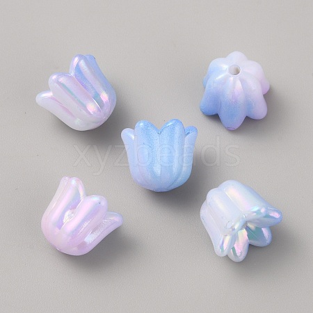 Iridescent Plating Acrylic Beads MACR-WH0013-01D-1