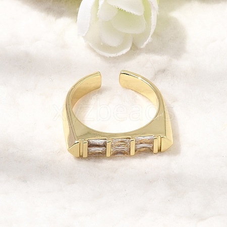 Brass Micro Pave Cubic Zirconia Cuff Open Rings for Women RJEW-L343-02G-06-1
