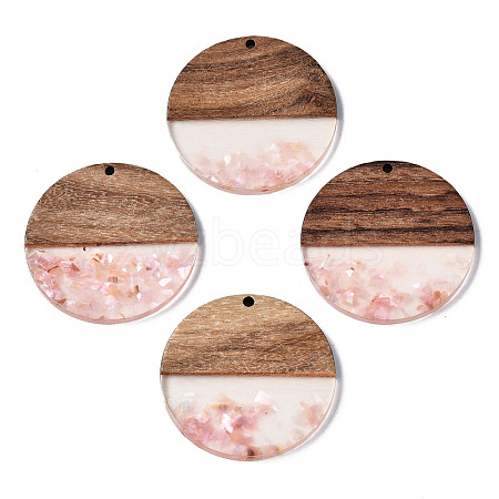 Transparent Resin & Walnut Wood Pendants X-RESI-T035-24-A01-1