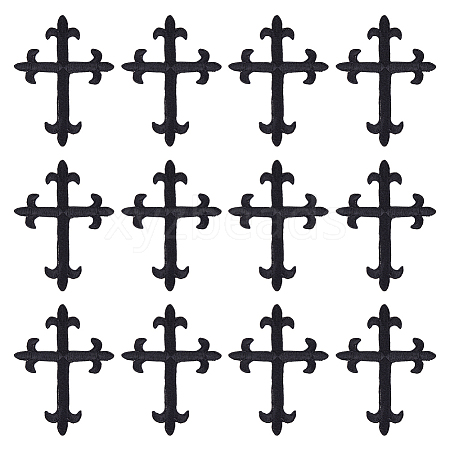 Cross Fleury Polyester Embroidery Iron on Applique Patch PATC-WH0005-44A-1