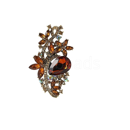 Flower Alloy & Glass Brooch PW-WGC0DFD-06-1