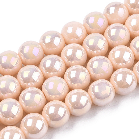 Electroplate Opaque Glass Beads Strands GLAA-T032-P8mm-AB09-1