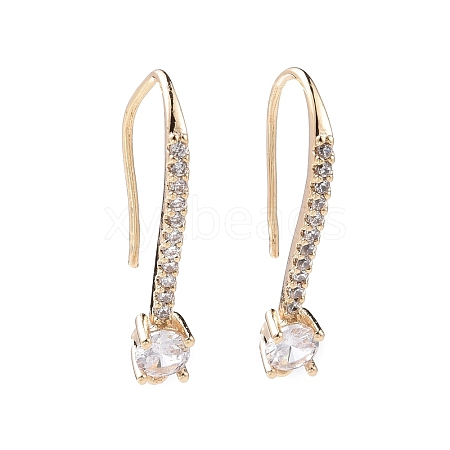 Brass Micro Pave Clear Cubic Zirconia Earring Hooks KK-G418-31G-1