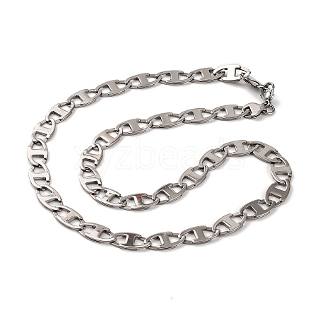 201 Stainless Steel Oval Mariner Link Chain Necklace NJEW-F222-37P-06-1