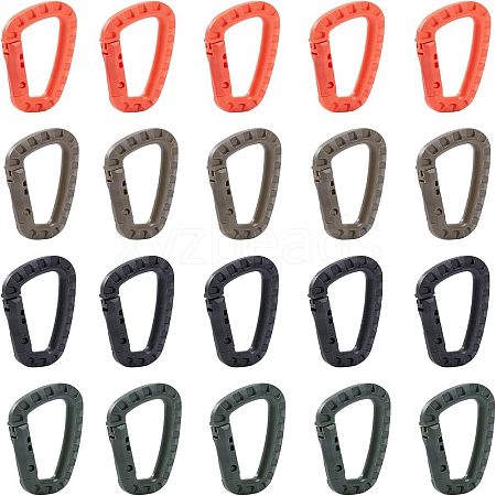 SUPERFINDINGS 20Pcs 4 Colors Plastic Carabiner Keychain TOOL-FH0001-20-1