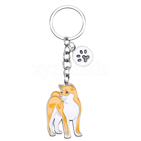 WEWAYSMILE Dog Keychain Car Keychain Pet Pendant Key-Ring Lovely Dog Key-ring Portable Metal Keychain Gift for Pet Lover Birthday Puppy Theme Party Supplies (Akita Dog) JX804A-1