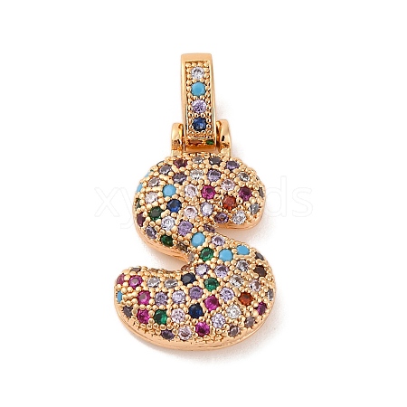 Brass Micro Pave Cubic Zirconia Pendants KK-C076-29S-G02-1