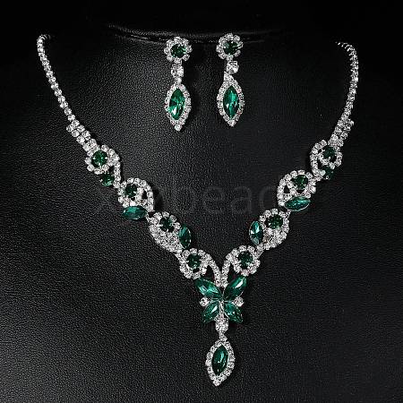 Horse Eye Alloy Rhinestone Necklaces & Stud Earring Sets for Women SJEW-U001-01P-06-1