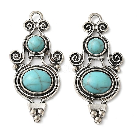 Tibetan Style Alloy Pave Imitation Turquoise Pendants FIND-NH0001-06AS-1