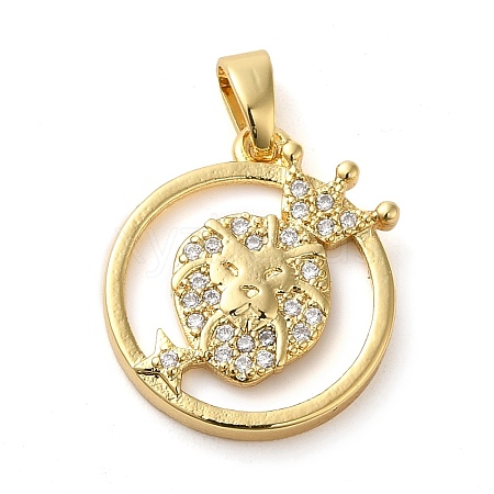 Brass Micro Pave Clear Cubic Zirconia with Acrylic Pendants KK-G483-12G-1