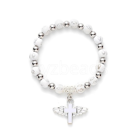 Gold acrylic cross bead bracelet angel cross prayer bead bracelet NW4525-2-1