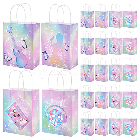 24Pcs 2 Styles Rainbow Color Musical Paper Packing Tote Bags ABAG-PH0001-83-1