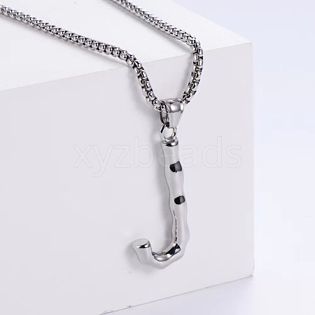 3Pcs Stainless Steel Textured Letter Pendant Box Chain Necklaces LW4134-36-1