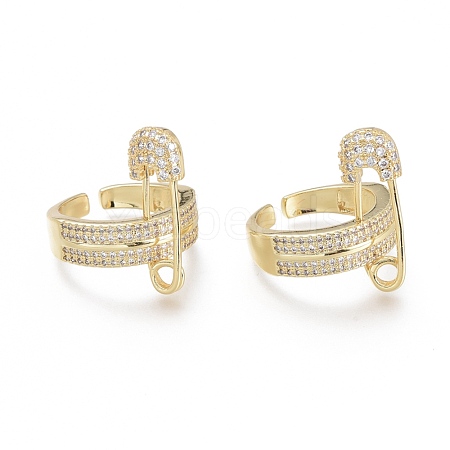 Brass Micro Pave Clear Cubic Zirconia Cuff Rings RJEW-O037-02G-1