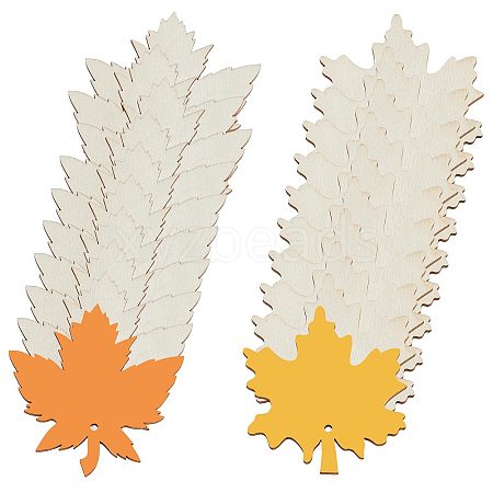 Gorgecraft 2 Sets 2 Style Autumn Theme Maple Leaf Unfinished Cutouts Wooden Decoration WOCR-GF0001-01-1