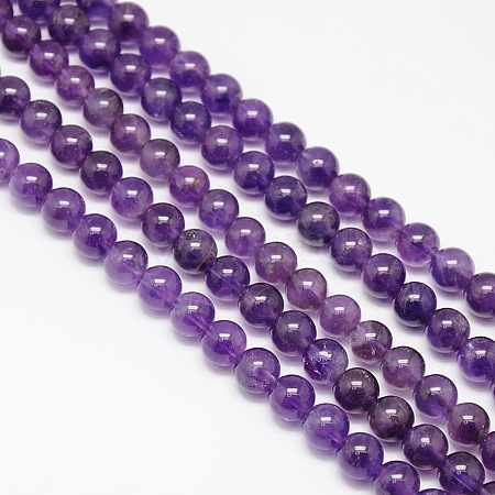 Natural Amethyst Round Beads Strands X-G-P047B-1AB-1