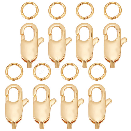 GOMAKERER 30Pcs Brass Lobster Claw Clasps with 30Pcs Open Jump Rings KK-GO0001-15-1