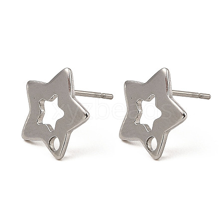 Non-Tarnish Star Shape 201 Stainless Steel Stud Earrings Findings STAS-Q251-07P-1